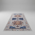 Decorative rug with geometric pattern on a kitchen floor