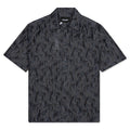 Open Neck Stencil Print Shirt - Charcoal