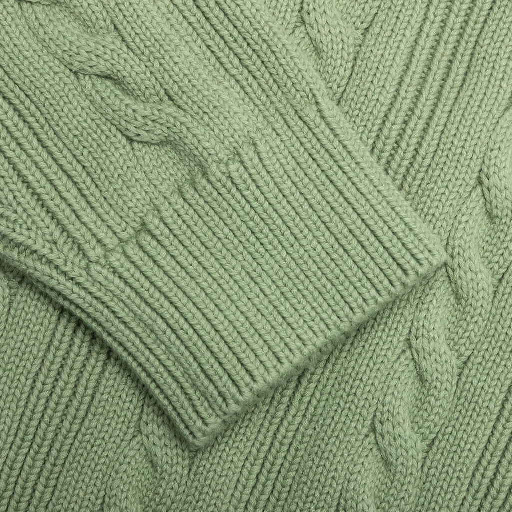 Cableknit Crewneck-Aventurine Green
