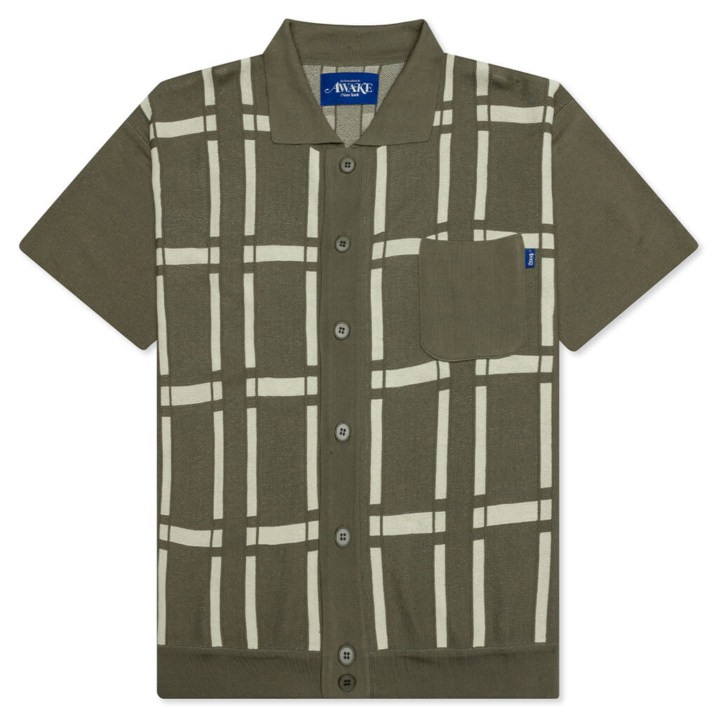 Awake Windowpane Short Sleeve Cardigan - Sand/Light Yellow