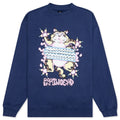 Relaxed Cat Crewneck - Washed Navy