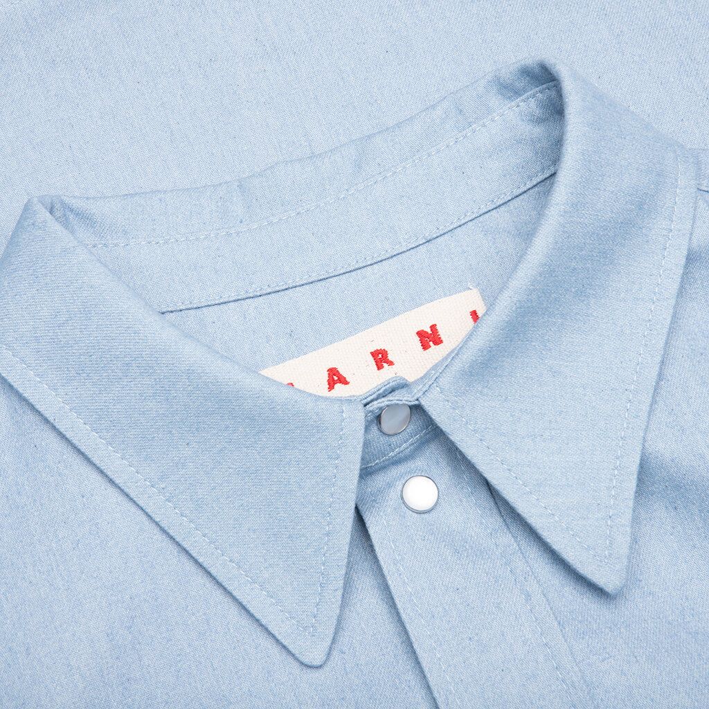 Blue Denim Shirt with Trunakaroo Plaque- Iris Blue