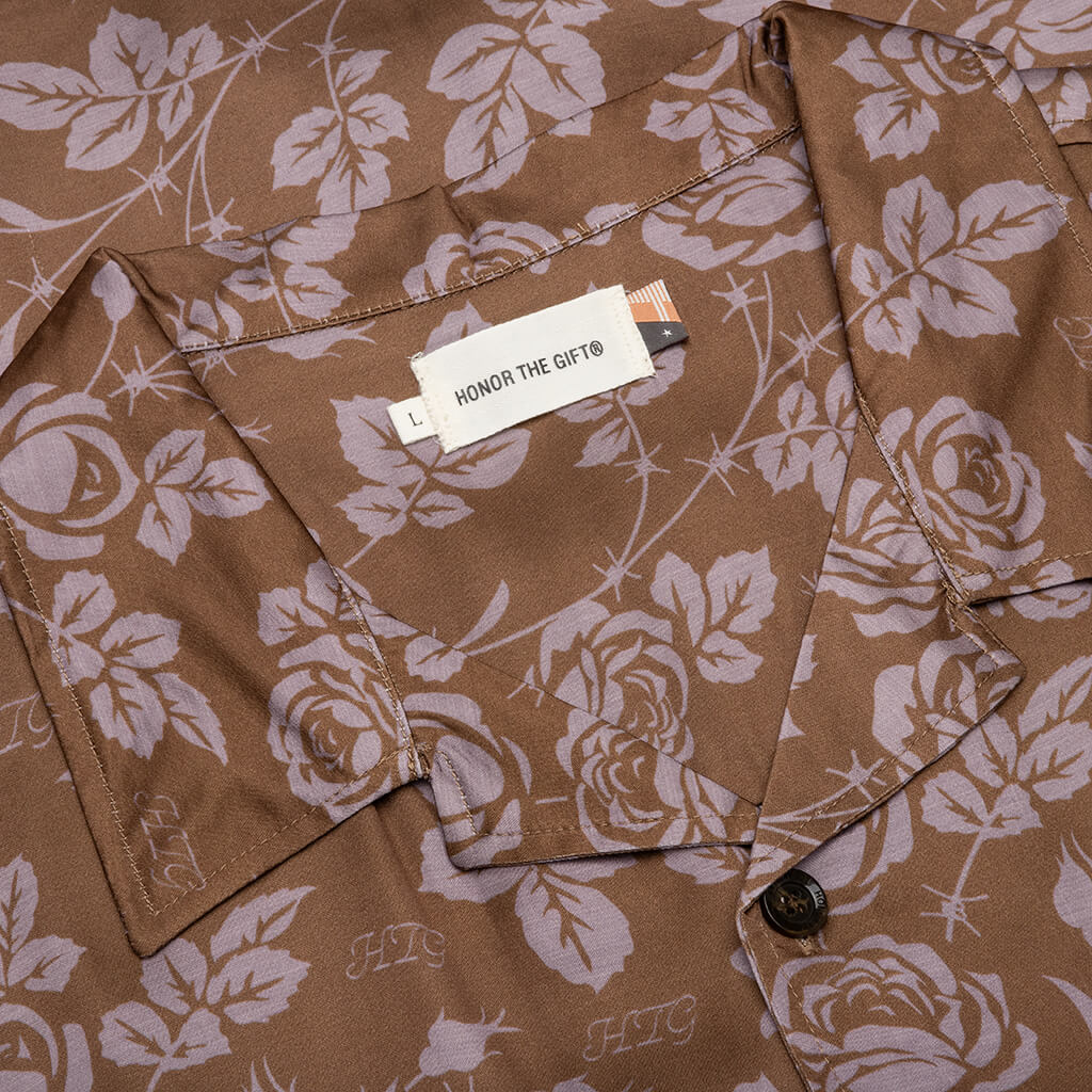 Patterned Woven L/S - Brown