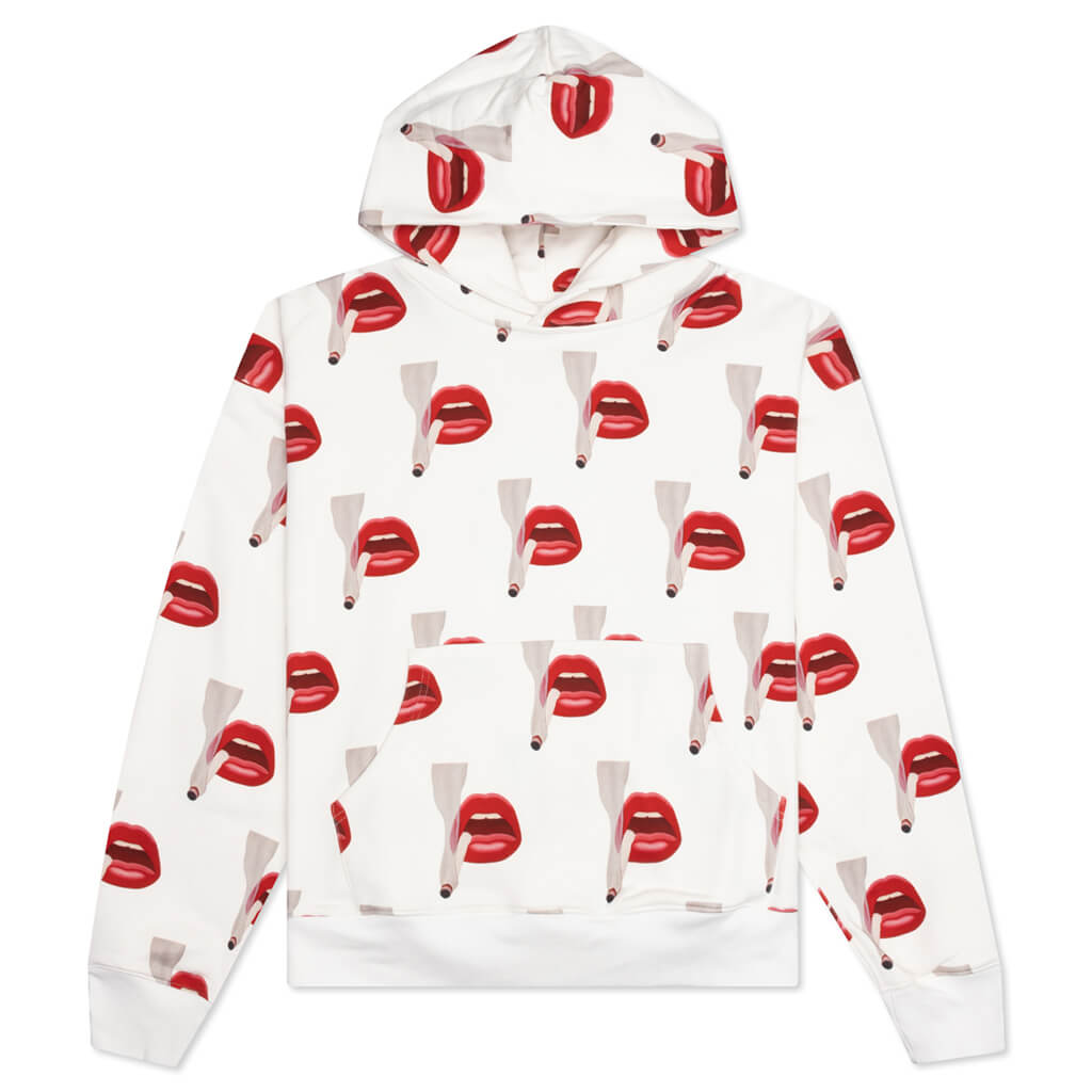 Tom Wesselmann All Over Print Smoking Lips Hoodie - White