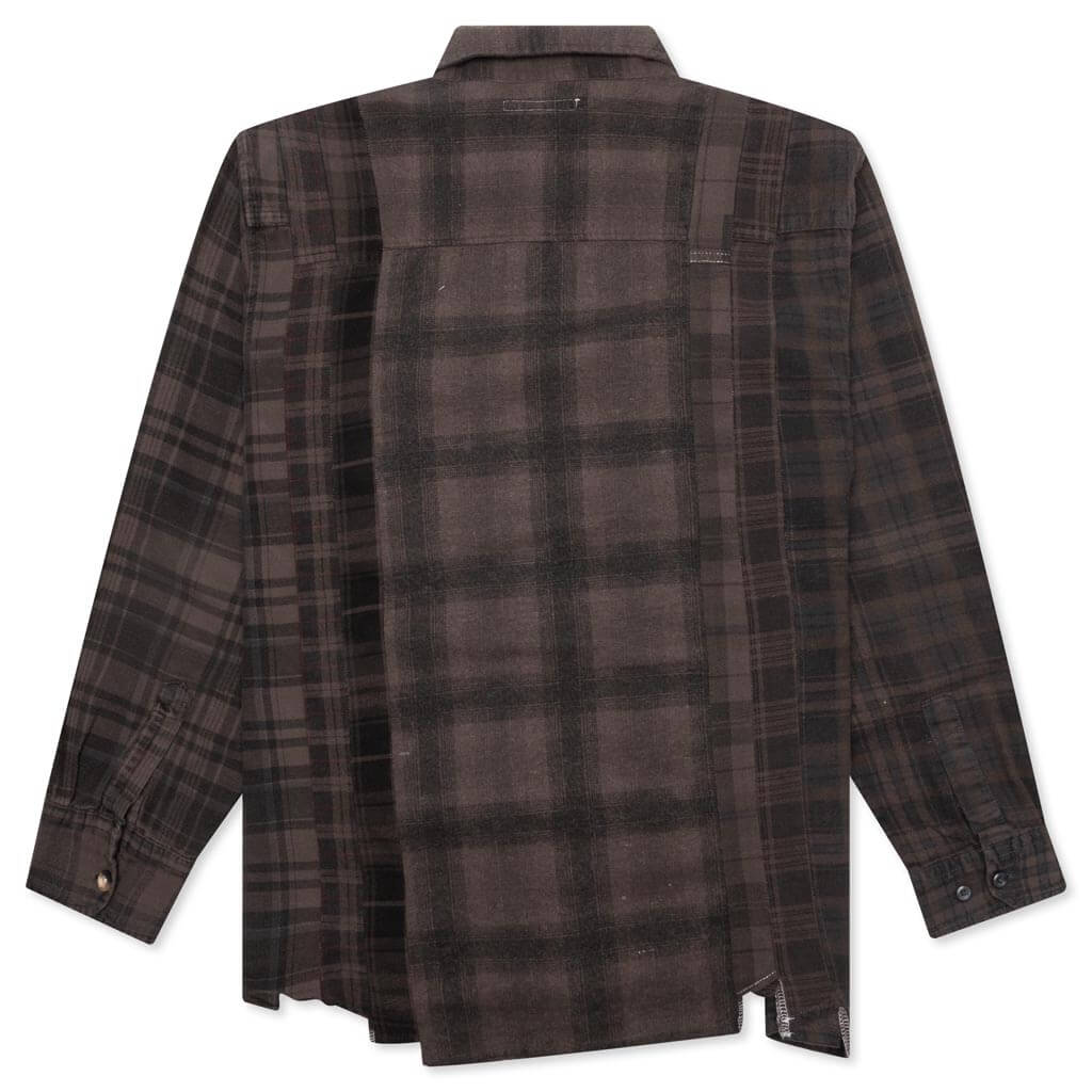 Flannel Shirt 7 Cuts Shirt Over Dye - Brown