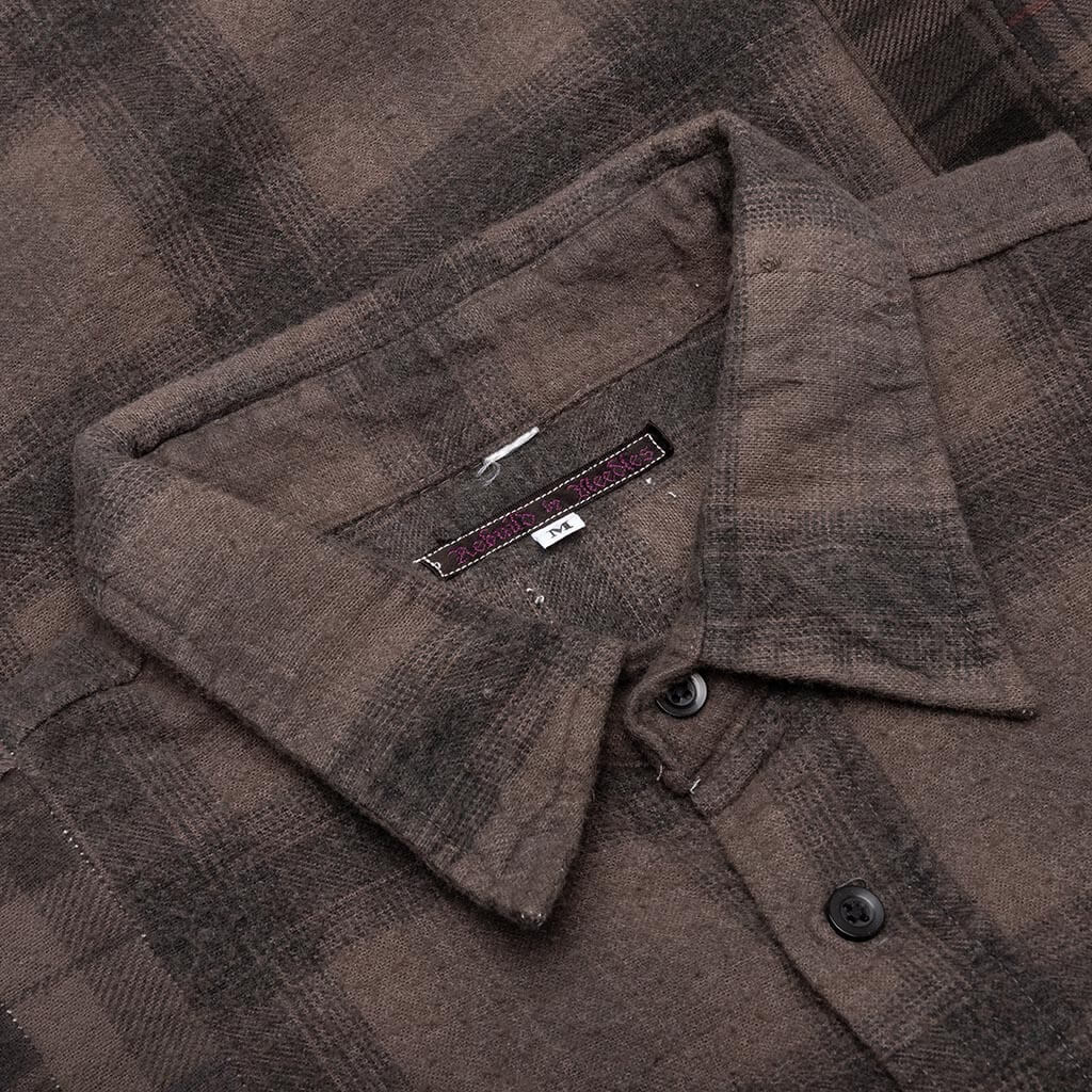 Flannel Shirt 7 Cuts Shirt Over Dye - Brown