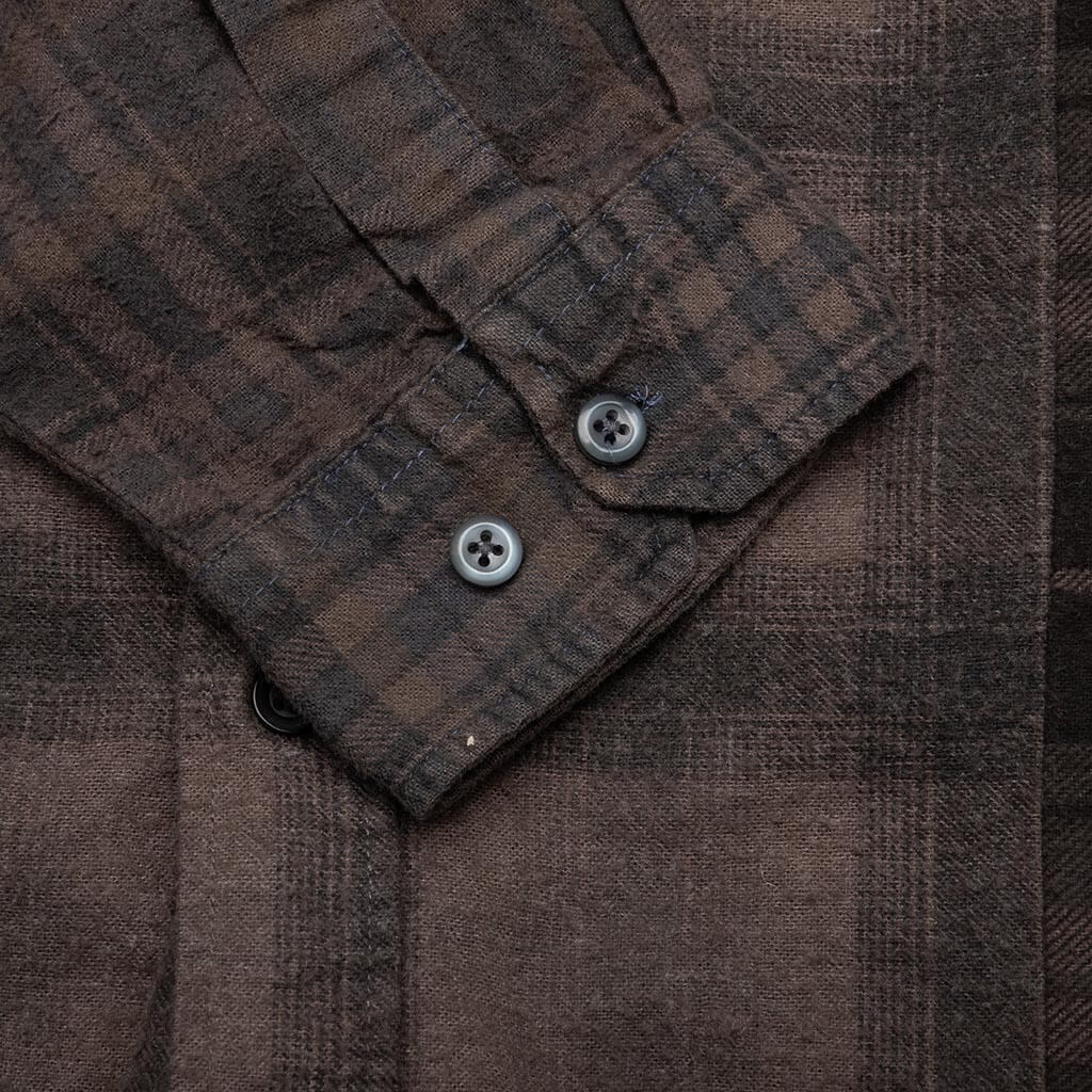 Flannel Shirt 7 Cuts Shirt Over Dye - Brown