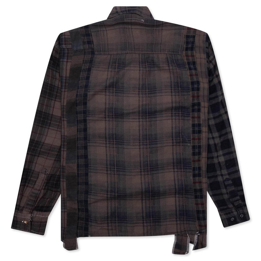 Flannel Shirt 7 Cuts Shirt Over Dye - Brown