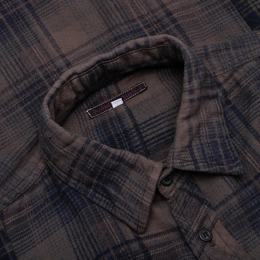 Flannel Shirt 7 Cuts Shirt Over Dye - Brown
