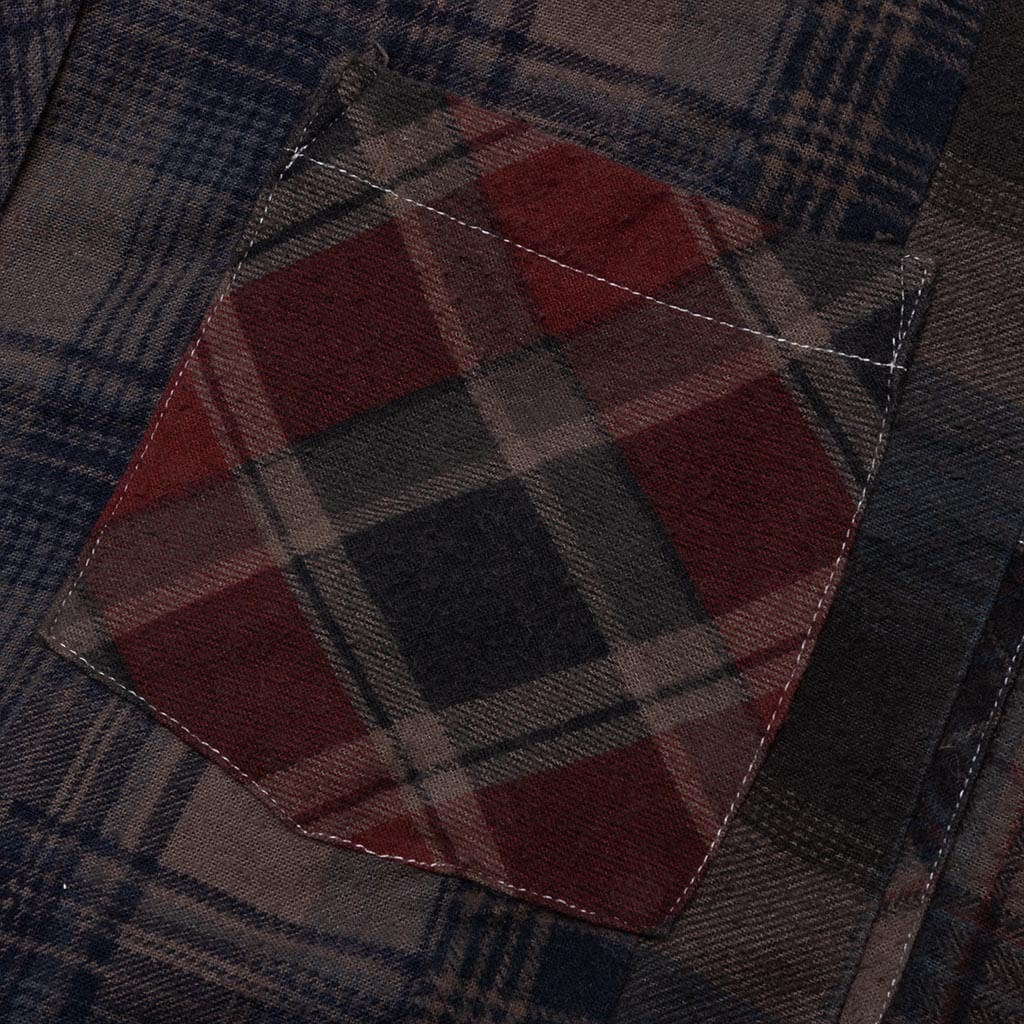 Flannel Shirt 7 Cuts Shirt Over Dye - Brown