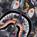 Floral Camo Shark Relaxed Fit Full Zip Hoodie - Black