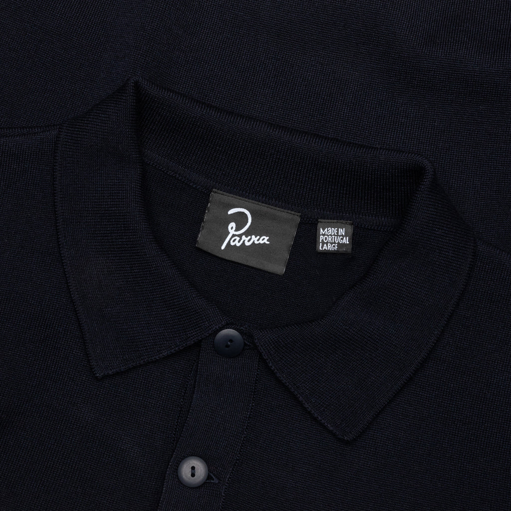 Flower Blob Knitted Polo Shirt - Midnight Blue