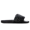 Leather Slide Flat Sandal - Black