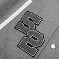Varsity Bomber Jacket w/ Patches - Grey/White