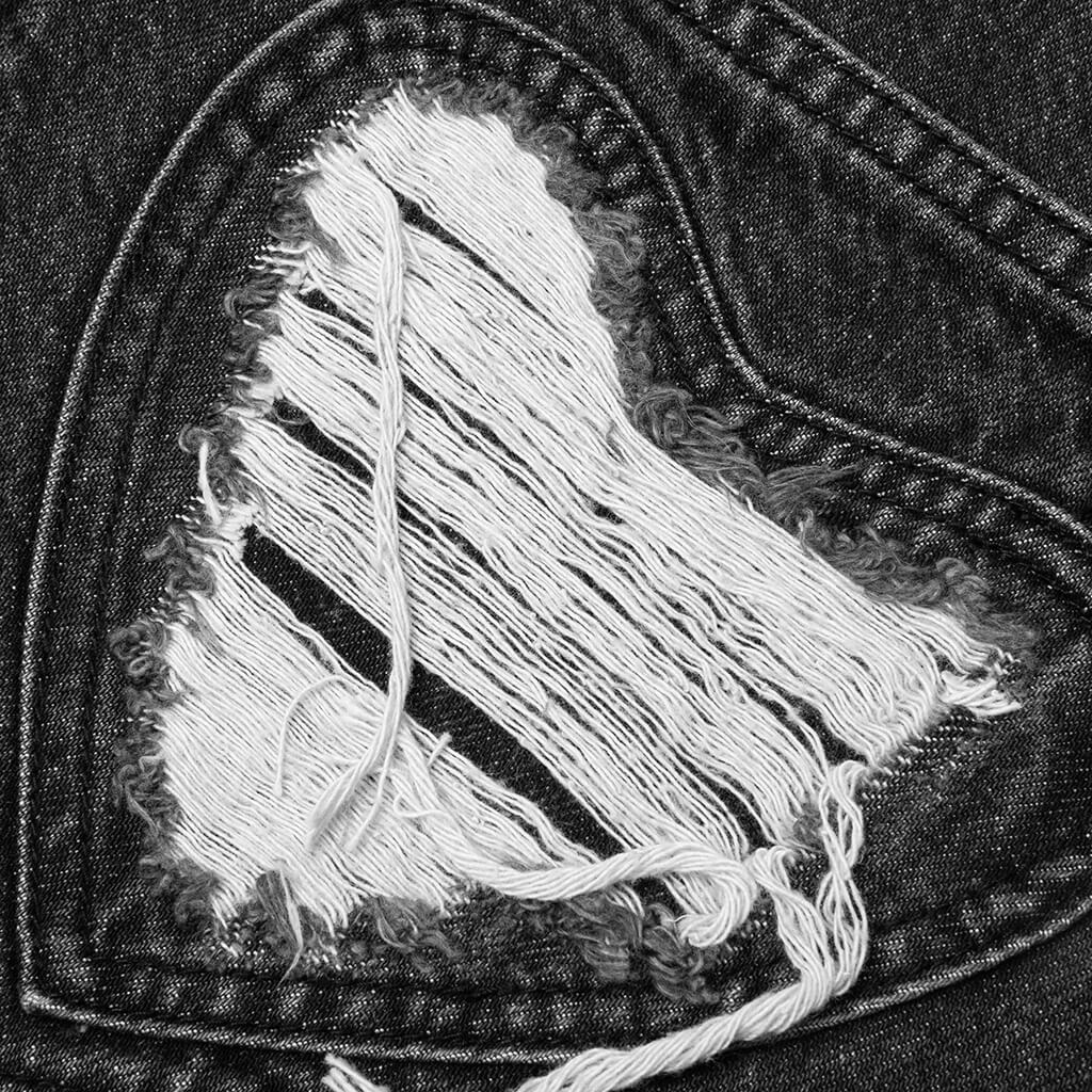 Heart Patchwork Jeans - Heart Charcoal Wash