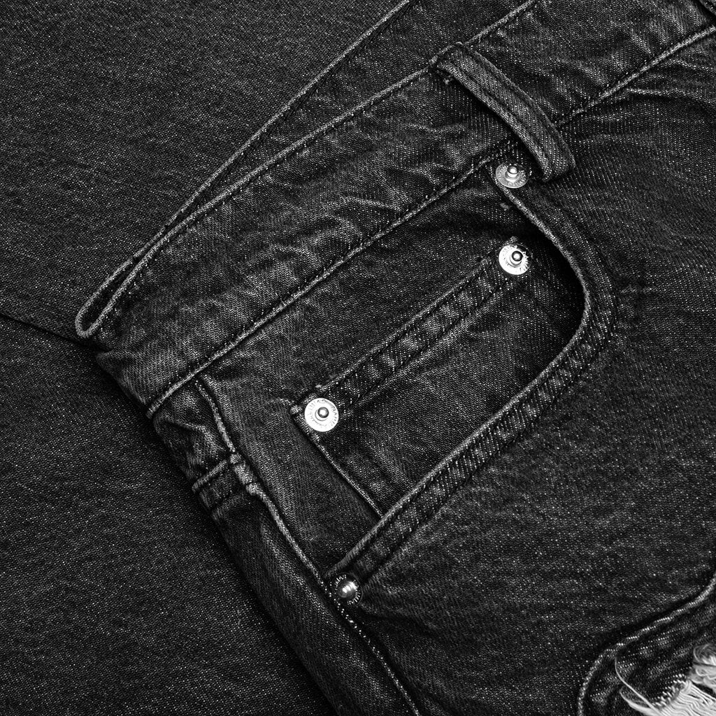 Heart Patchwork Jeans - Heart Charcoal Wash