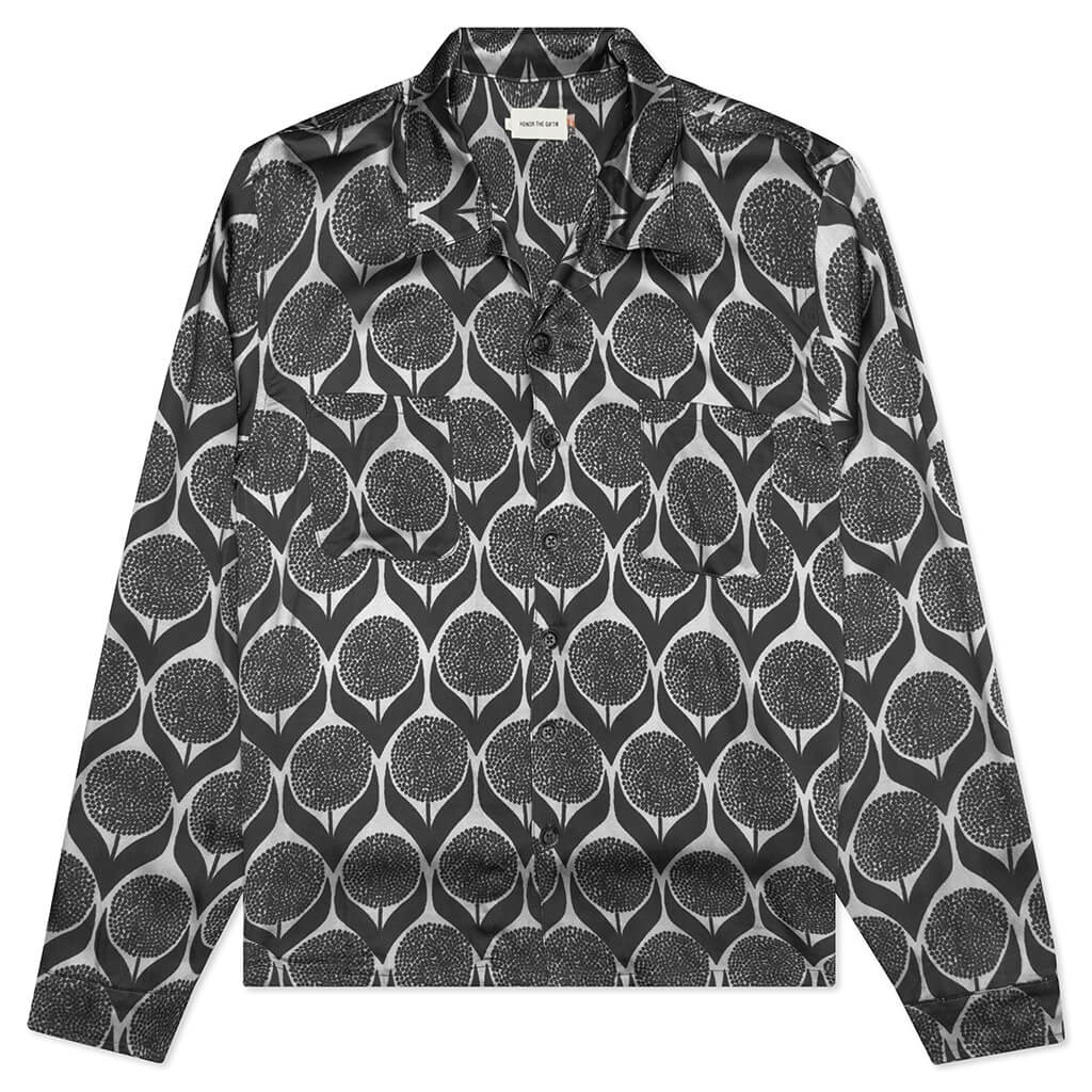 Floral L/S Button-Up - Black