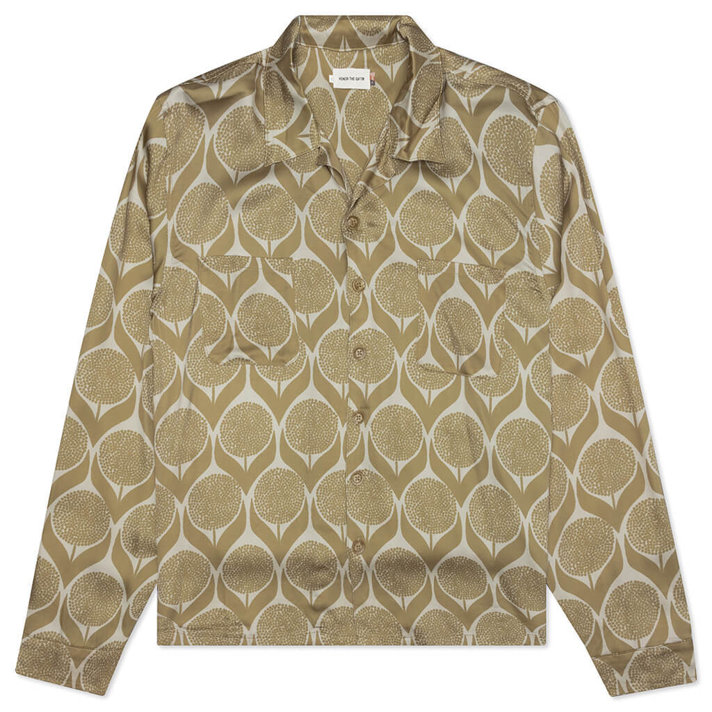 Floral L/S Button-Up - Gold
