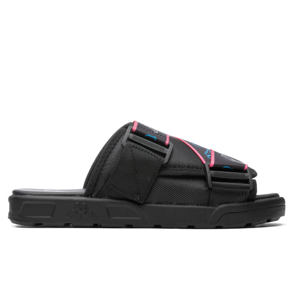 Logo Tape Kalpi Sandals - Black/Blue Turkis