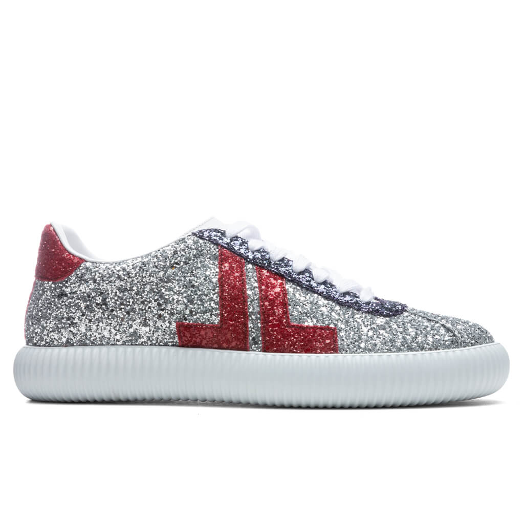 Glen Low Top Sneakers - Silver/Red