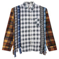 7 Cuts Zipped Wide Flannel Shirt - Faded Olive/White