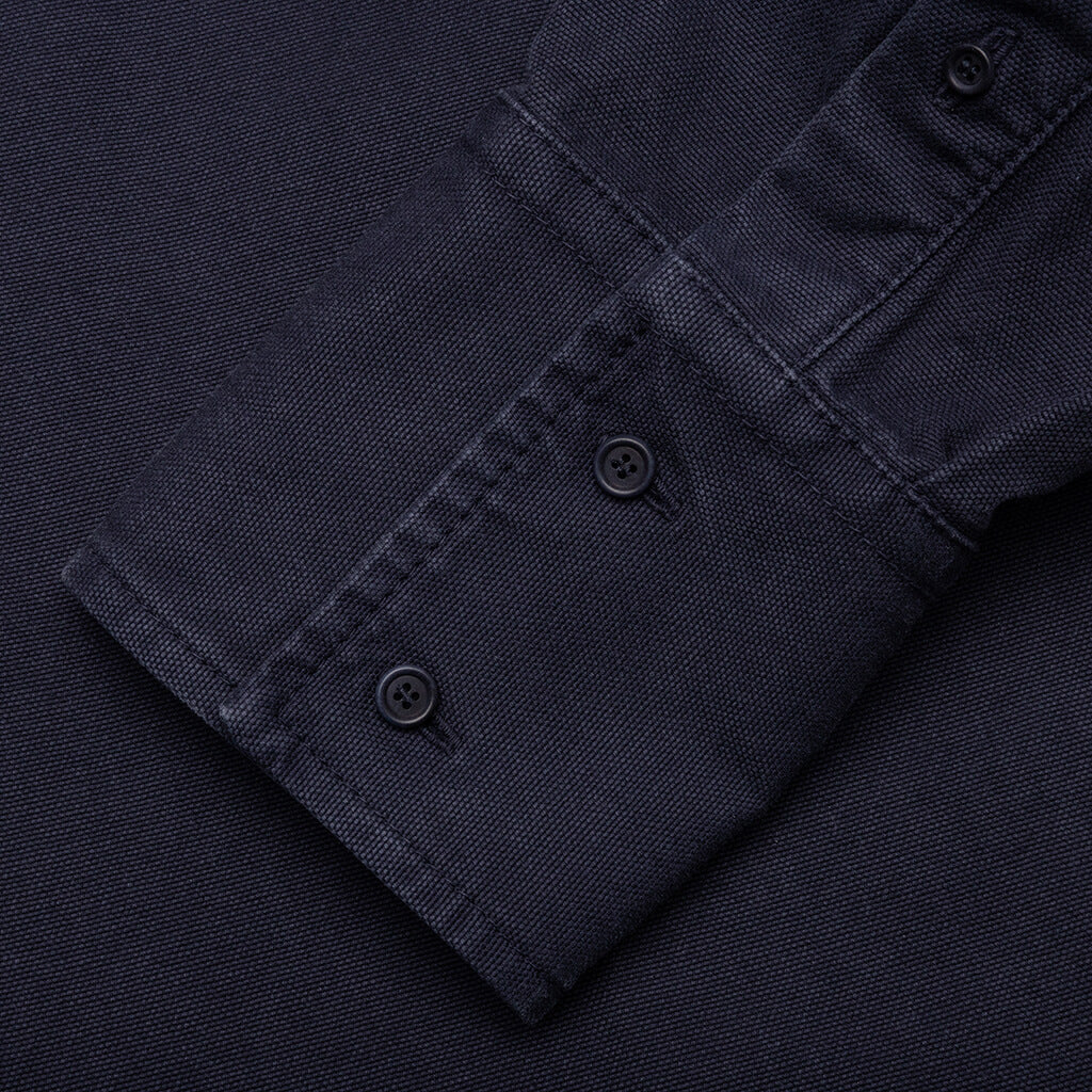 Chest Pocket Oversized Contrast Shirt - Navy