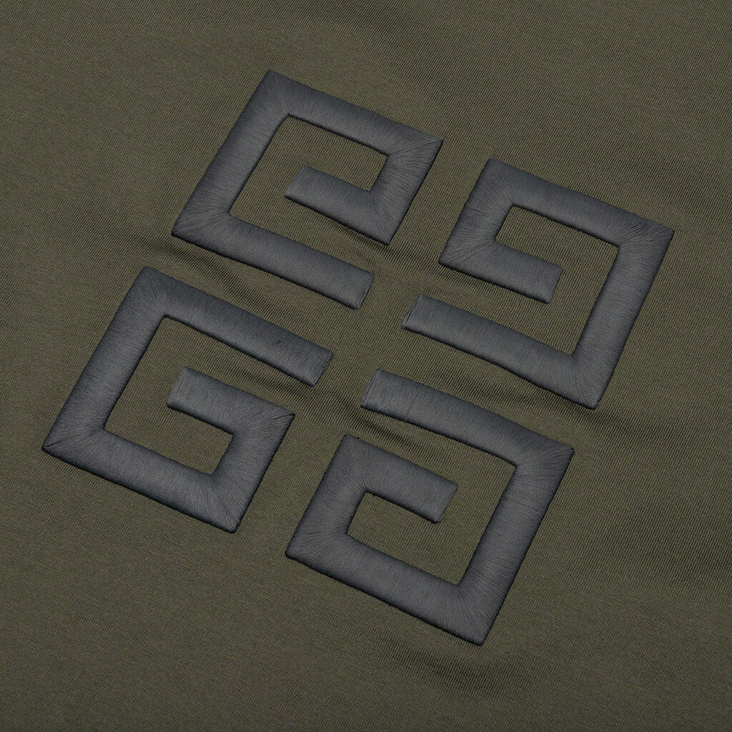 Oversized Fit Embroidery T-Shirt - Greyish Green