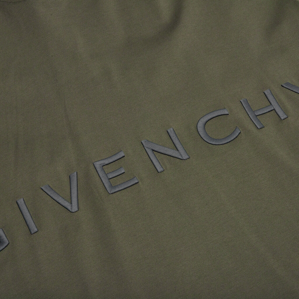 Oversized Fit Embroidery T-Shirt - Greyish Green