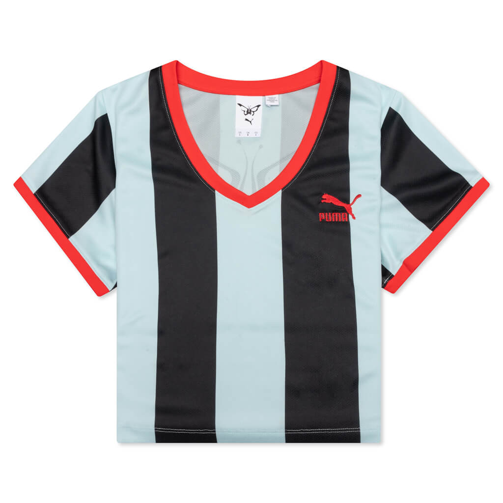 Dua Lipa Women's Striped Slim Tee - Blue