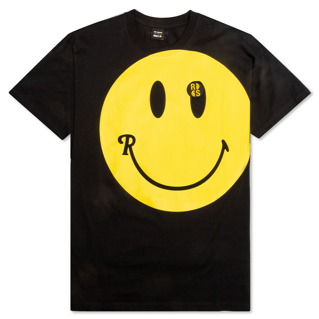 Smiley Large Smiley Print Big Fit T-Shirt - Black