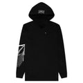 Oversized Printed Scarf Hoodie With Ribbing - Black