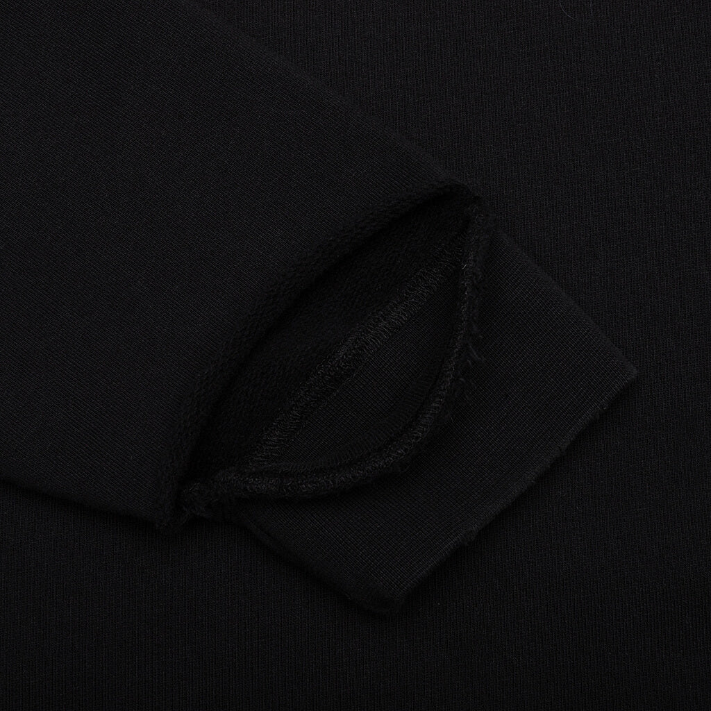 Smiley Print Destroy Washed Regular Fit Hoodie - Black