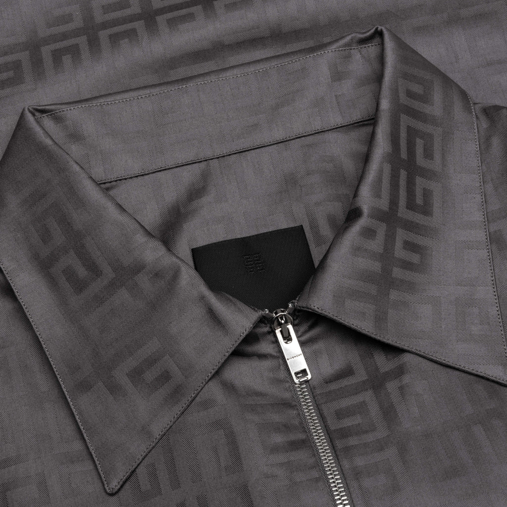 Short Sleeves Boxy Fit Zipped Shirt - Titanium