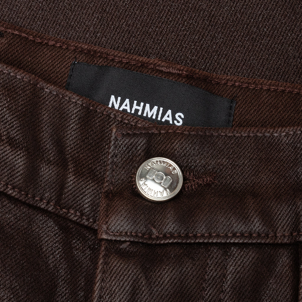 Waxed Denim Logo Cargo Pant -Brown Wash